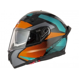 GO RIDER QUADRI BLACK&ORANGE&GREEN MATT zárt bukósisak